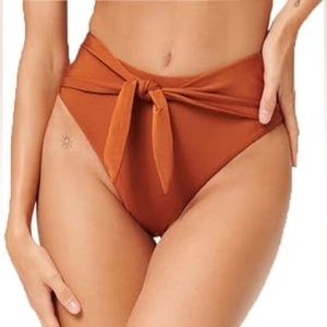 NWT GOOD AMERICAN Women's High Waist Front Tie Cincher Bikini Bottom - 2
